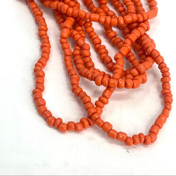 Boho Beaded layering Necklace - Teal & Orange - Picture 4 of 5